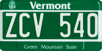 VT license plate ZCV540
