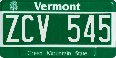 VT license plate ZCV545