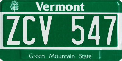 VT license plate ZCV547