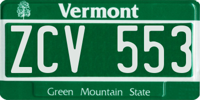 VT license plate ZCV553