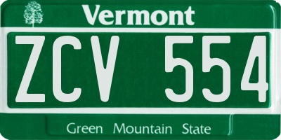 VT license plate ZCV554