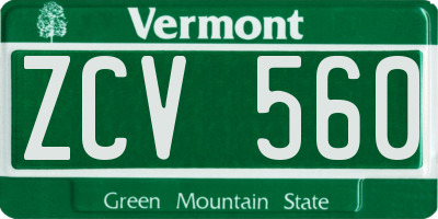 VT license plate ZCV560