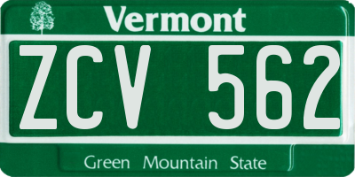 VT license plate ZCV562