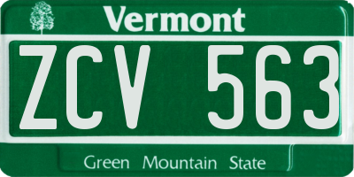 VT license plate ZCV563