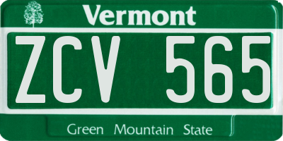 VT license plate ZCV565