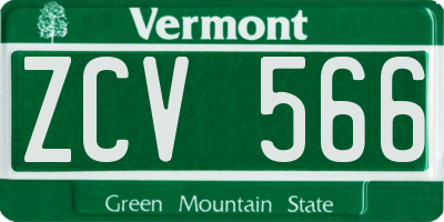 VT license plate ZCV566