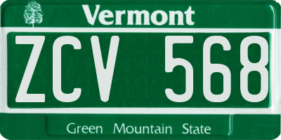 VT license plate ZCV568