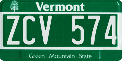 VT license plate ZCV574