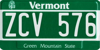 VT license plate ZCV576