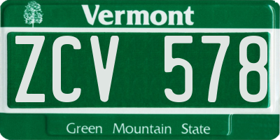 VT license plate ZCV578