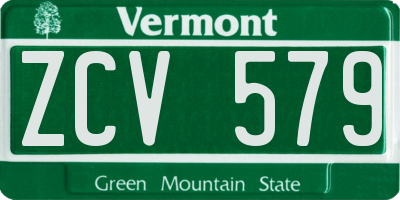 VT license plate ZCV579