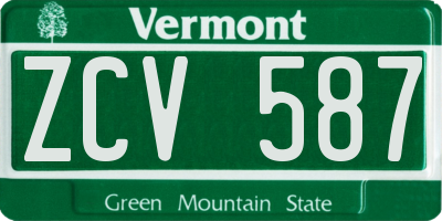VT license plate ZCV587
