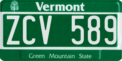 VT license plate ZCV589