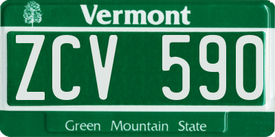 VT license plate ZCV590