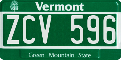 VT license plate ZCV596
