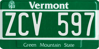 VT license plate ZCV597