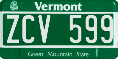 VT license plate ZCV599