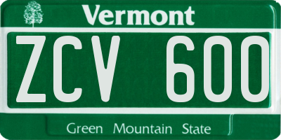 VT license plate ZCV600