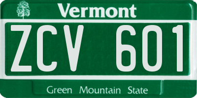 VT license plate ZCV601