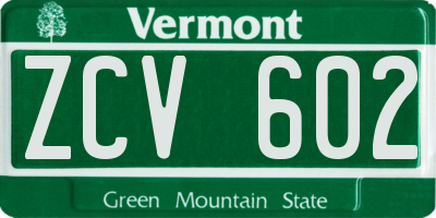 VT license plate ZCV602