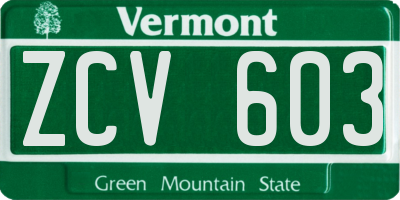 VT license plate ZCV603
