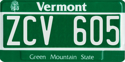 VT license plate ZCV605