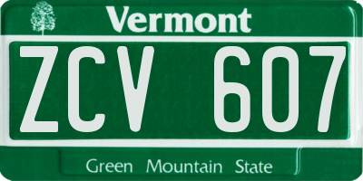 VT license plate ZCV607