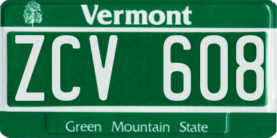 VT license plate ZCV608