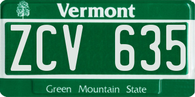 VT license plate ZCV635