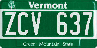 VT license plate ZCV637
