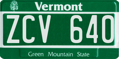 VT license plate ZCV640