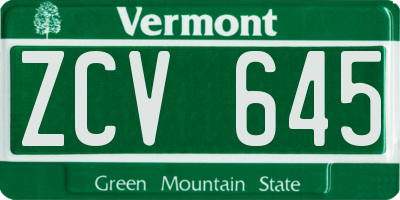 VT license plate ZCV645