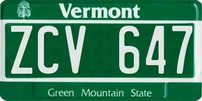VT license plate ZCV647