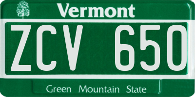 VT license plate ZCV650