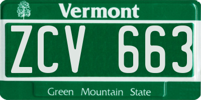 VT license plate ZCV663