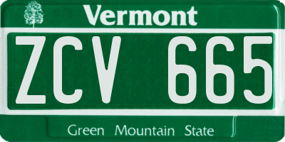 VT license plate ZCV665