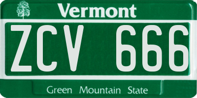 VT license plate ZCV666