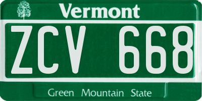 VT license plate ZCV668