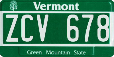 VT license plate ZCV678