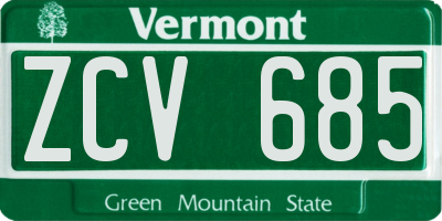 VT license plate ZCV685