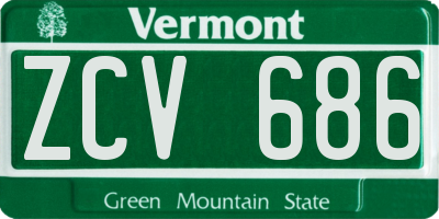 VT license plate ZCV686