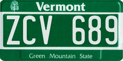 VT license plate ZCV689
