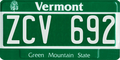VT license plate ZCV692