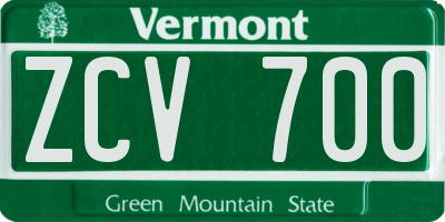 VT license plate ZCV700