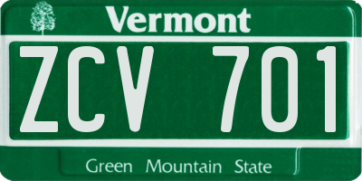 VT license plate ZCV701