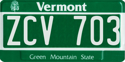 VT license plate ZCV703