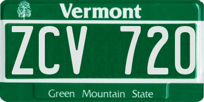VT license plate ZCV720