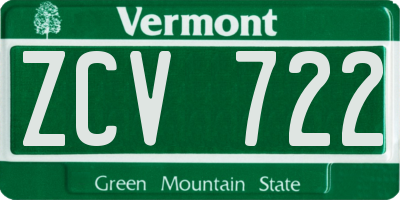 VT license plate ZCV722