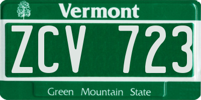 VT license plate ZCV723