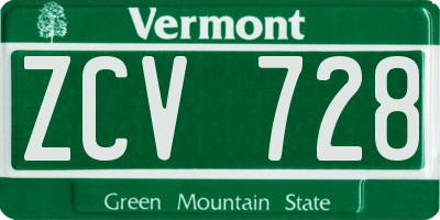 VT license plate ZCV728